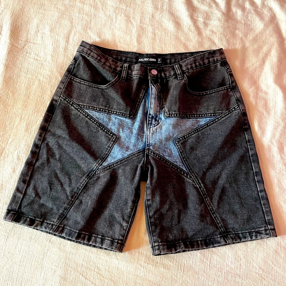 AELFRIC EDEN Star Patchwork Denim Shorts